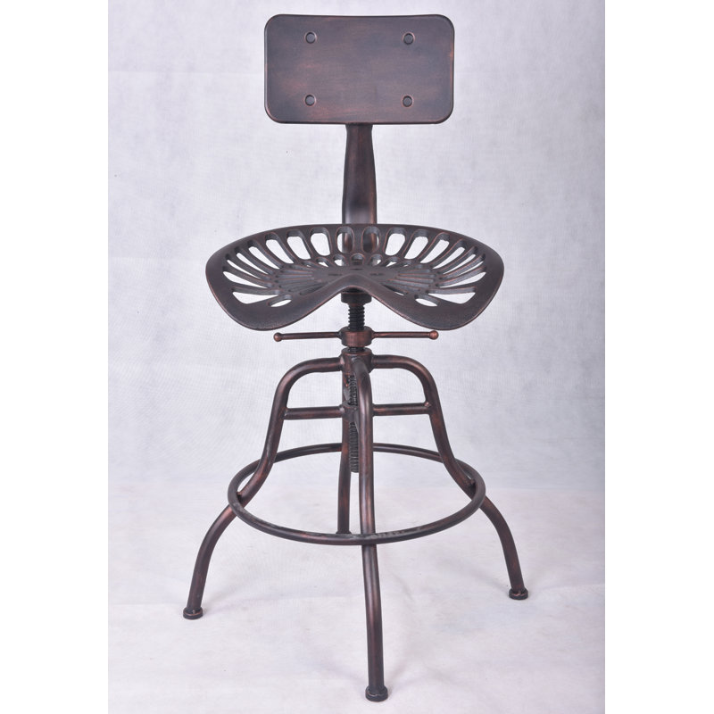 Aeronwy Swivel Adjustable Height Counter Stool with Metal Frame